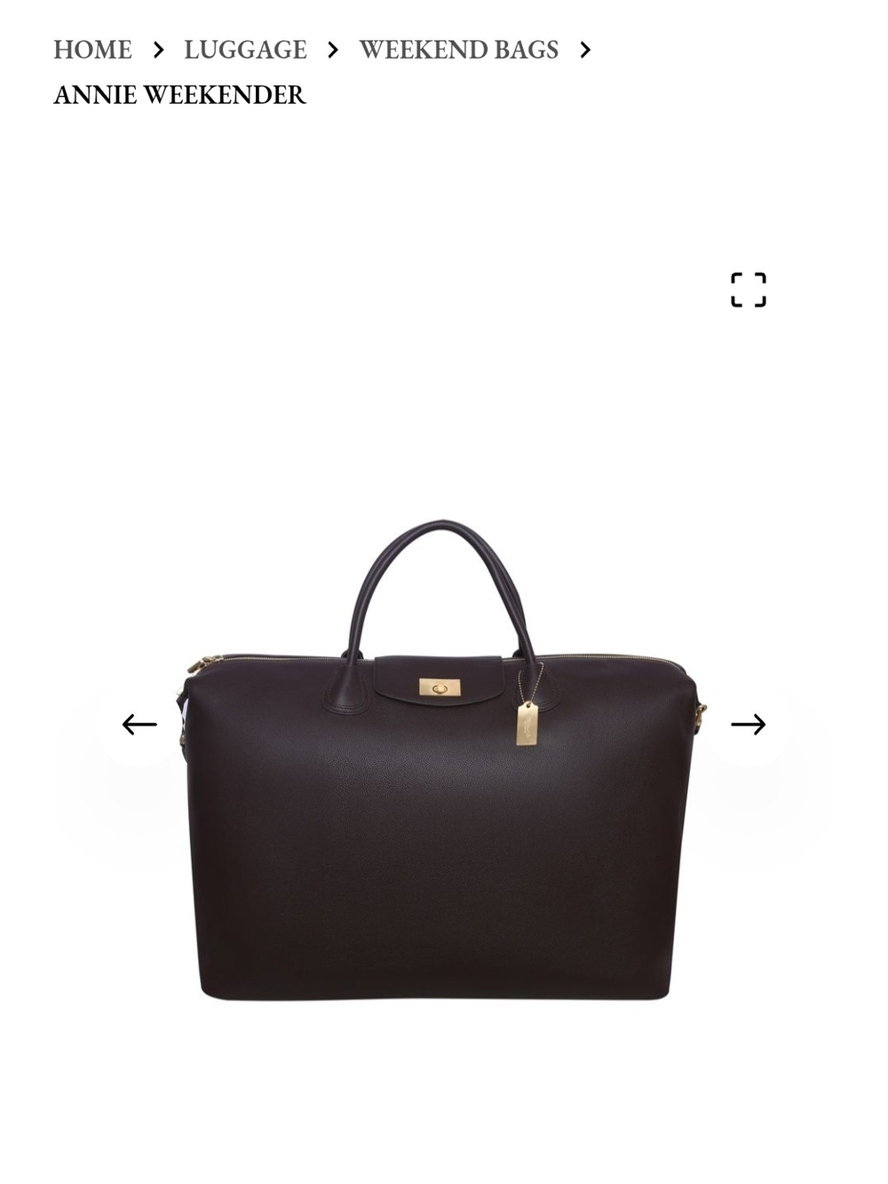Annie Wedekender Annie Weekender Travel Bag in Chocolate Brown NWT